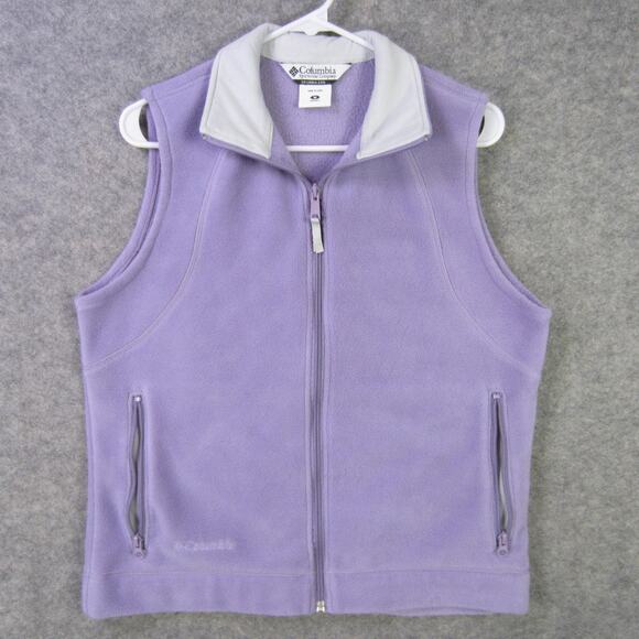 Columbia Vest Womens Medium Purple Fleece Full Zip Zip Pockets Outdoor Hiking - Picture 1 of 7